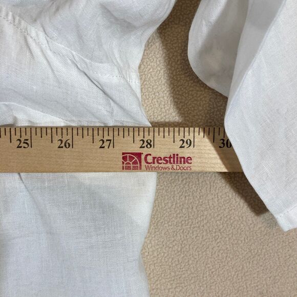 Liz Claiborne Linen Top 3X White Embroidery Button Up 3/4 Sleeve Country Coastal - Picture 2 of 10